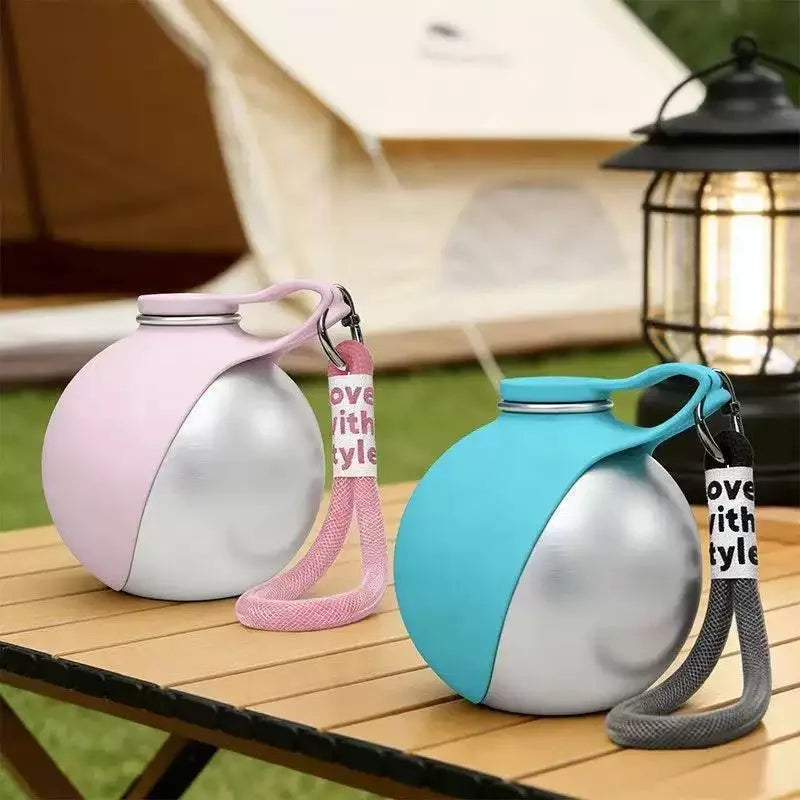Pet Supplies: Portable Water Dispenser for Dogs Going Out, 304 Stainless Steel Hook, Spherical Reversible Folding Water Dispense