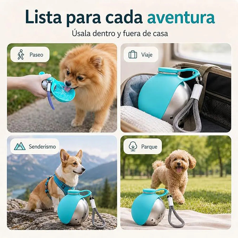 Pet Supplies: Portable Water Dispenser for Dogs Going Out, 304 Stainless Steel Hook, Spherical Reversible Folding Water Dispense
