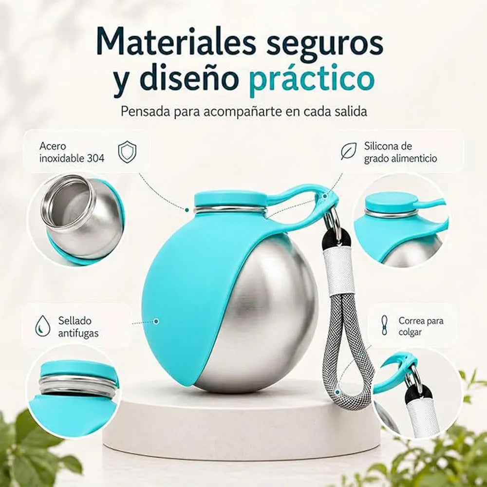 Pet Supplies: Portable Water Dispenser for Dogs Going Out, 304 Stainless Steel Hook, Spherical Reversible Folding Water Dispense