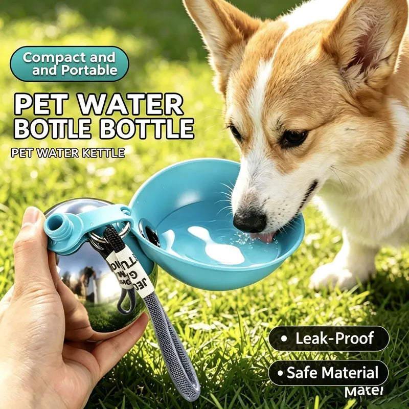 Pet Supplies: Portable Water Dispenser for Dogs Going Out, 304 Stainless Steel Hook, Spherical Reversible Folding Water Dispense